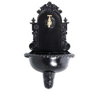 Wall fountain with basin - antique style design - aluminium - 72cm - black