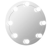 vidaXL Wall Mirror with LED Lights Round Glass LSO UK