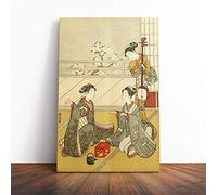 Wall Girls Playing The Game of Ken Japanese Oriental Art Canvas Print | Gallery Wrapped 30mm Frame Wall Art | 24x16 inches | Ready to Hang | Asian Picture | Living Room Bedroom Lounge Office