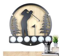 Wall Golf Ball Holder Iron Display Rack - Pine Wood Mounted Storage Organizer, Collection Case With Sleeves Screws | Golfer Decor Gift Sports Showcase Home Office Man Cave Study Room