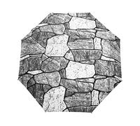 Wall Grey Artistic Stone Umbrella Windproof Automatic Foldable Umbrells Auto Open Close for Men Women Kids