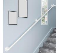 Wall Handrail for Stairs Steps, Black Baluster Stair Rail, Safety Grab Bar, Wrought Iron Matte Banister Anti-Slip for Outdoor, Diameter 3.2cm(Black,450cm(3 * 110cm+120cm))
