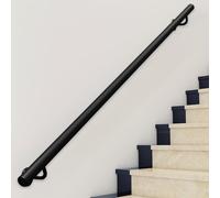 Wall Handrail, Industrial Staircase Railing 1.26 Inch Tube Diameter, 30-600cm Black Metal Galvanized Iron Stairs Banister Hand Rail for Indoor Outdoor Villa Loft Corridor(9ft/270cm)