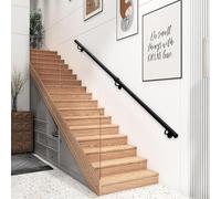 Wall Handrail with Brackets, Black Galvanized Iron Banister Hand Rails for Indoor Stairs Wall Mount Staircase Railing for Loft Corridor Bathroom Grab Bar 1m 2m 3m 4m 5m 6m(20ft/600cm)