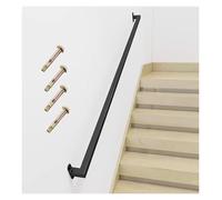 Wall Handrails Industrial Stair Handrails with Fittings, 100cm 120cm 180cm 3.5m Long Wall Mount Hand Railing Support Kit, Square Metal Iron Grab Bar(Schwarz,2.6m/8.5ft)