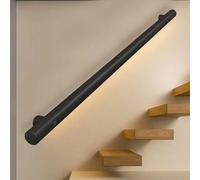 Wall Handrails Round Pipe Handrail for Stairs ，Wall Mount Metal Railing Black Wrought Iron Pipe Handrail Non-Slip Grab Rail ，1m 1.5m 2m 2.4m 3m for Indoor Outdoor Steps(6ft/180cm)