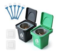 Wall-Hanging Ashtray Can with Brush, Trash Can Ashtray with Lid, Stainless Steel Creative Small Trash Cans with Removable Inner Bucket and Cover Belly, for Bathroom Toilet Home Office Hotel, 11x9.5cm