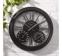 Wall Hanging Black Clock With Thermometer And Hygrometer