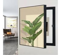 Wall Hanging Breaker Box Cover Panel - Decorative Painting to Hide Electrical Meter for Kitchen, Living Room, Hallway - Elegant Black Picture Frame Design