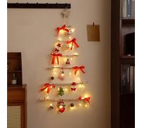 Wall Hanging Christmas Tree, Christmas Lit Twig Wall Tree, Christmas Wooden Ladder Tree Hanging Led Light, Wall Hanging Branch Christmas Tree Decoration Light, Suitable for Home Decoration 113 CM (B)