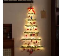 Wall Hanging Christmas Tree, Christmas Lit Twig Wall Tree, Christmas Wooden Ladder Tree Hanging Led Light, Wall Hanging Branch Christmas Tree Decoration Light, Suitable for Home Decoration 113 CM (A)