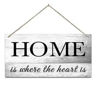Wall Hanging Decor Home Is Where The Heart Is Wooden Sign Farmhouse Family Wall Decor Rustic Wood Hanging Wall Art 6x12Inch