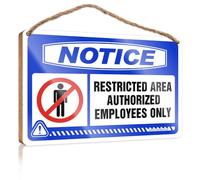 Wall Hanging Decor Men Notice Restricted Area Authorized Employees Only Wooden Sign Backyard Decor Porch Funny Signs(20X30CM)
