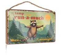 Wall Hanging Decor Men Raccoon Adventure: Run-A-Much In The Forest Wooded Sign Bathroom Decor Wall Art Pool Stuff(23X35CM)