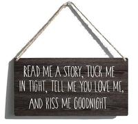 Wall Hanging Decor Read Me A Story Tuck Me In Tight Sign Nursery Decor Farmhouse Family Wall Decor Rustic Wood Hanging Wall Art 5x10Inch