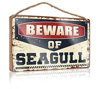 Wall Hanging Decor Sayings Beware of Seagull Wooden Sign Funny Kitchen Decor Family Funny Wall Sign (Size : 15X28CM)
