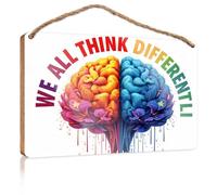 Wall Hanging Decor Sayings Colorful Brain: Diverse Thinking Wooden Sign Chill Wood Sign Home Hanging Sign(20X30CM)