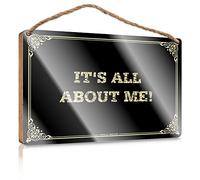 Wall Hanging Decor Sayings It'S All About Me! Wooden Sign Indie Room Decor Wood Pantry Signs For Kitchen(23X35CM)