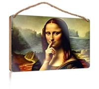 Wall Hanging Decor Sayings Leonardo Da Vinci's Mona Lisa: A Mysterious Smile Wooden Sign Chill Wood Sign Home Hanging Sign(20X30CM)