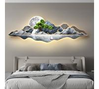 Wall Hanging Decor with LED Light, 3D Frameless Modern Art for Living Room, Bedroom, Entrance - Plug-in Power Supply, Crystal Porcelain Design