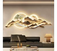 Wall Hanging Decor with Ligth, 3D Wall Hanging Mural for Bedroom, Plug-in Power Supply Led Wall Art, Creative Landscape Wall Sculptures for Bedroom Living Room Entrance Door(B,39.3x13.7in/100x35cm)