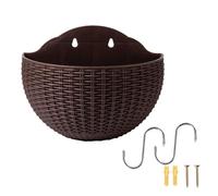 Wall Hanging Flowers Planter, Imitation Rattan Balcony Planters for Railing, Hanging Basket Plant Pot with Hooks Screws, Wall Mounted Fence Flower Planters Outdoor, for Garden Decor