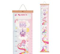 Legami - Dream Big Little One Pink Unicorn Height Chart for Kids Height up to 160 cm, 41 Stickers Included with Wooden Strips