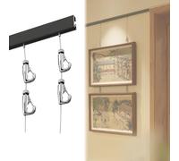 Wall Hanging Picture Frames, 1m 2m Black Gallery Picture Rail for Museum/Art Exhibition/Home Decor, Heavy Duty Pictures Hanging Sy