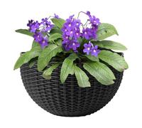 Wall Hanging Planter - Imitation Rattan European Style Semicircle Flower Pots With Screw Sets - Self Watering Garden Pots For Balcony Fence Indoor Outdoor Home Office Decoration Gift