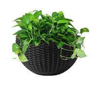 Wall Hanging Planter - Wall Hanging Flowers Pot, Half Round Wall Flower Basket | European Style Half Round Rattan Flowerpot, Selfs Watering Plant Holder for Balcony Fence Indoor Outdoor Home