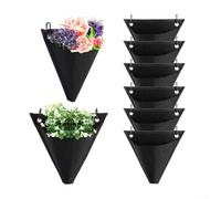 Wall Hanging Planting Bag for Indoor Outdoor Vertical Gardening - Reusable Non-Woven Grow Bag with Reinforced Brim 8.3 X 9.4 Inches Black (1 Pack)(A)