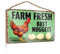 Wall Hanging Signs Farm Fresh Butt Nuggets Wooded Sign Boys Bedroom Decorations Bosses Day Decorations(15X28CM)