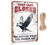 Wall Hanging Signs Keep Gate Closed No Matter What The Parrot Say Wooden Sign Spring Porch Decor Bathroom Decor Wall Art Funny(23X35CM)