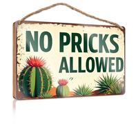 Wall Hanging Signs No Pricks Allowed Sign Boys Bedroom Decorations Bosses Day Decorations(15X28CM)