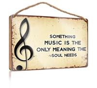Wall Hanging Signs Something Music Is The Only Meaning The Soul Needs. Funny Bathroom Signs Indie Room Decor(23X35CM)