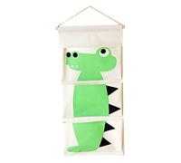 Wall Hanging Storage Bag, Waterproof Over The Door Closet Organizer| Linen Farbric Hanging Pocket Organizer with 3 Remote-Sized Pockets for Children's Wall Bedroom, Bathroom Bedroom/Door (Green)