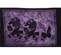 Wall Hanging Tapestry - Handmade 100% Cotton Boho Decor for Bedroom, Living Room & Meditation Space, Lightweight Fabric Wall Art (40x30 inches/102x76cm) (Walking Elephants, Purple, 40x30 inches)