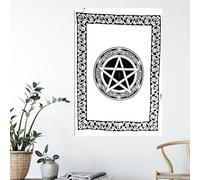 Wall Hanging Tapestry - Handmade 100% Cotton Boho Decor for Bedroom, Living Room & Meditation Space, Lightweight Fabric Wall Art (40x30 inches/102x76cm) (Pentagram, White, 40x30 inches)