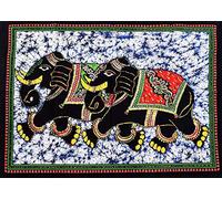 Wall Hanging Tapestry - Handmade 100% Cotton Boho Decor for Bedroom, Living Room & Meditation Space, Lightweight Fabric Wall Art (40x30 inches/102x76cm) (Walking Elephants, White, 40x30 inches)