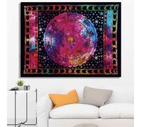 Wall Hanging Tapestry - Handmade 100% Cotton Boho Decor for Bedroom, Living Room & Meditation Space, Lightweight Fabric Wall Art (40x30 inches/102x76cm) (Rashi, Multicolour, 40x30 inches)