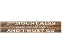Wall Hanging The Mountains are Calling and I Must Go Barn Wood Plank Hanging Sign for Home Decor Country Living Dining Room Bedroom Bars Club Cafes Plaque Wooden Sign 4x16 Inch