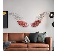 Wall Hanging Wings Decoration, Retro Wrought Iron Angel Wing Wall Sculpture, Hand Crafted Wings Wall Art for Bedroom Home Decor,Pink