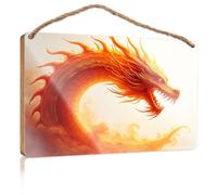 Wall Hanging Wood Sign A Fiery Dragon Breathing Flames Dorm Room Accessories Kitchen Decorations Wall(20X30CM)