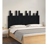 Wall Headboard Black Solid Pine Wood 146.5x3x80 cm Rustic Slatted Panel for Bed