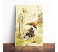 Wall Helen Hyde Vintage Japanese Oriental Art (2) Canvas Print | Gallery Wrapped 30mm Frame Wall Art | 24x16 inches | Ready to Hang | Asian Picture | Living Room Bedroom Lounge Office