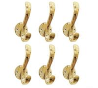 Wall Hooks Coat, 6-Pack C-Shaped Dual Design Heavy Duty Me-tal Hangers for Co-ats Hats Bags Towels Sleek Hallways Bedroom Organiser(Gold)