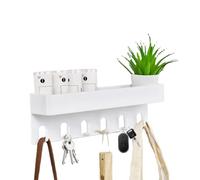 Wall Hooks Key Rack - Durablse Mountable Entry Hook Strip, Steel Organizer for Home | Space Saving Door Back Hanger for Bags, Towels, Jackets, Scarves, Garage, Closet, Kitchen, Hallway, Offices Entry