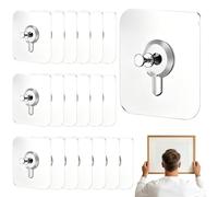 Wall Hooks No Drilling - Pack of 20 Self-Adhesive Hooks, Strong Sticky Nails, Waterproof Towel Holder Without Nails for Kitchen, Bathroom, Tiles, Glass, Brick, Concrete, Wall Hangings, Banner