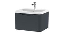 Balterley Wall Hung 1 Drawer Bathroom Vanity Unit & Basin, Dark Grey, 550mm in Grey Balterley Grey