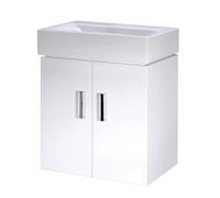 Balterley Wall Hung 2 Door Cloakroom Vanity Basin Unit Gloss White 450mm Balterley White